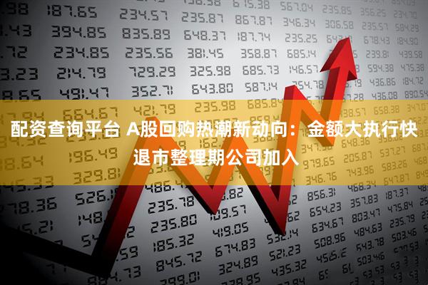 配资查询平台 A股回购热潮新动向：金额大执行快 退市整理期公司加入